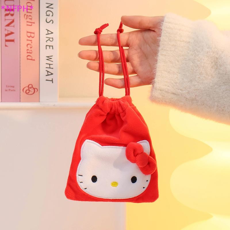 Nfph>sanrio Hello Kitty Kuromi การ์ตูนตุ๊กตา Drawstring กระเป๋าน่ารักเก็บกระเป๋า My Melody กระเป๋าเหรียญของขวัญวันหยุดสําหรับเด็กชายและเด็กหญิงใหม่