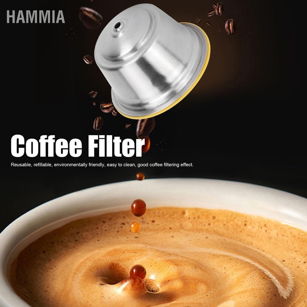 HAMMIA แคปซูลกาแฟสแตนเลสถ้วยกรองรีฟิลแบบใช้ซ้ำได้สำหรับเครื่องชงกาแฟ Dolce Gusto