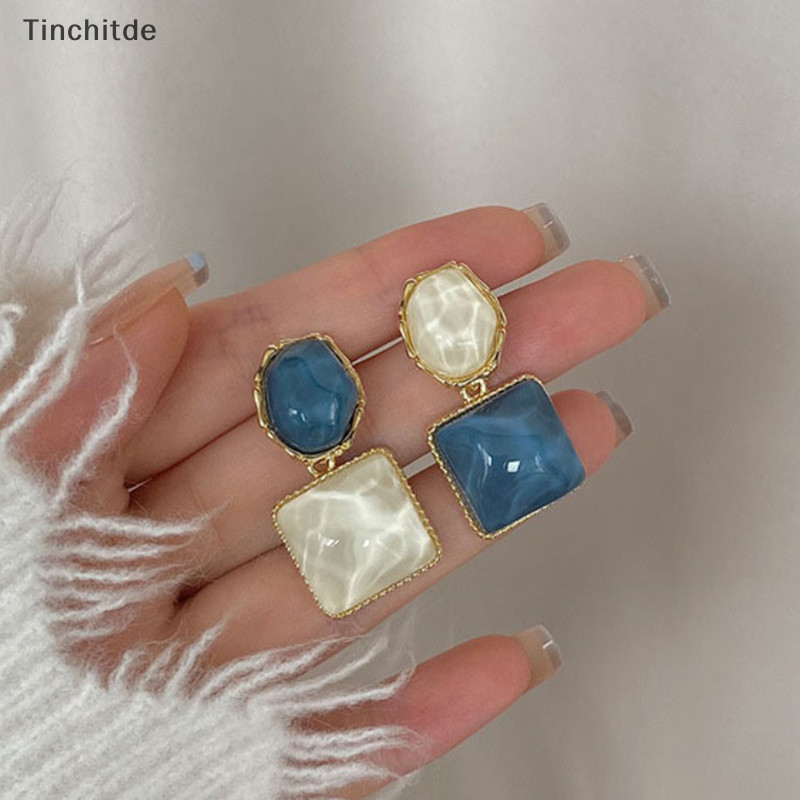 [Tinchitde] ต่างหูเรซิ่น จี้รูปเรขาคณิต หรูหรา สไตล์วินเทจ เรโทร เครื่องประดับแฟชั่น สําหรับผู้หญิง [Preferred]
