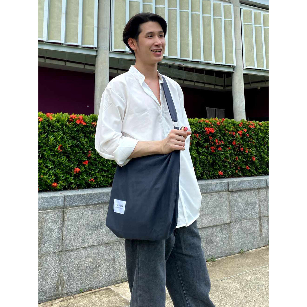 กระเป๋าสะพายข้าง พื้นเมือง ย่ามชาวดอย สีล้วน พิมพ์ลายช้าง ทรงสี่เหลี่ยม ผ้าหนาสองชั้น พร้อมส่ง by yourcozy