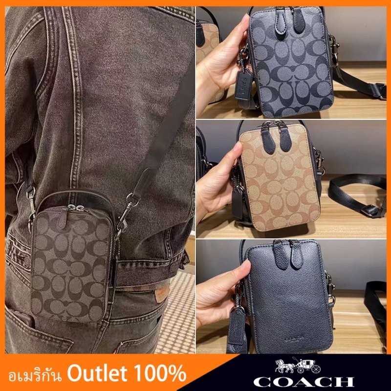 Top Handle Crossbody In Signature Canvas c3146 c3147 กระเป๋าสะพายข้างผู้ชาย กระเป๋าผ้าใบ COAC H กระเ