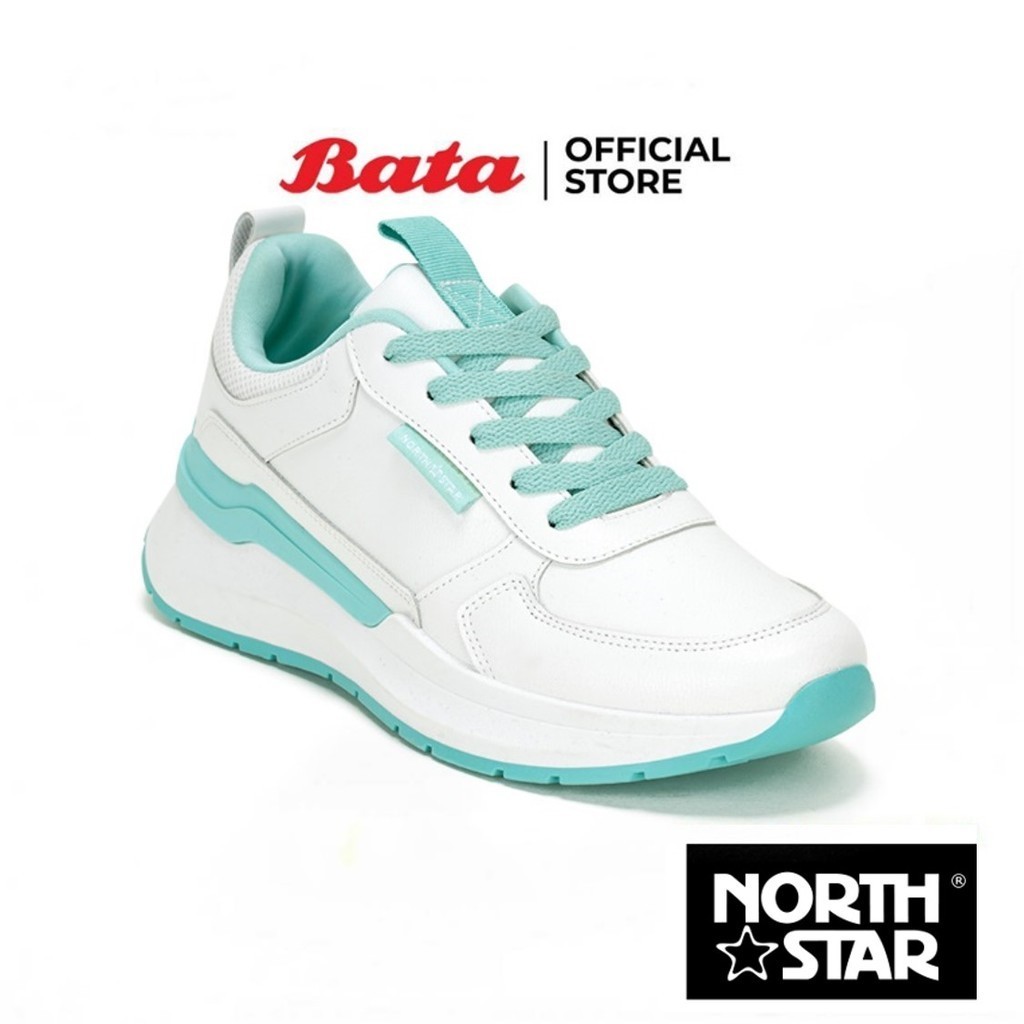 Bata บาจา by North Star รองเท้าผ้าใบสนีคเกอร์ แบบผูกเชือก ลำลองแฟชั่น สำหรับผู้หญิง สีขาว 5201079 สีกมท่า 5209079