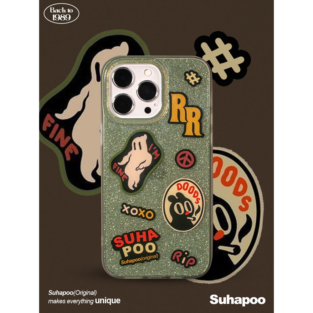 Suhapoo เคสโทรศัพท์มือถือ ลายฉลากกลิตเตอร์ สองชั้น สําหรับ Apple iphone14plus 11 12max 13pro