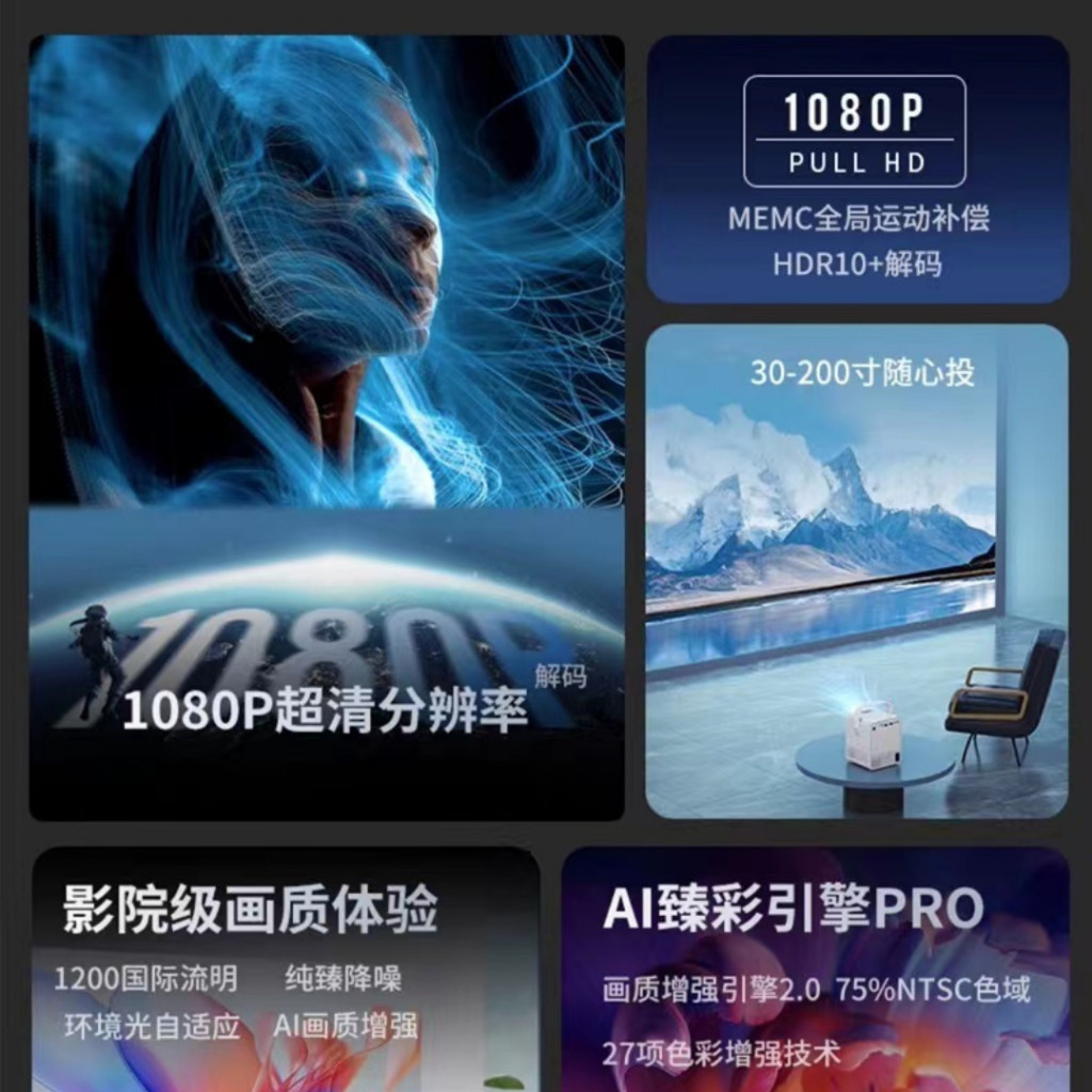 MONOZ Y8 Pro โปรเจคเตอร์ 1920P x 1080P 4K FULL HD PROJECTOR โปรเจคเตอร์ ...