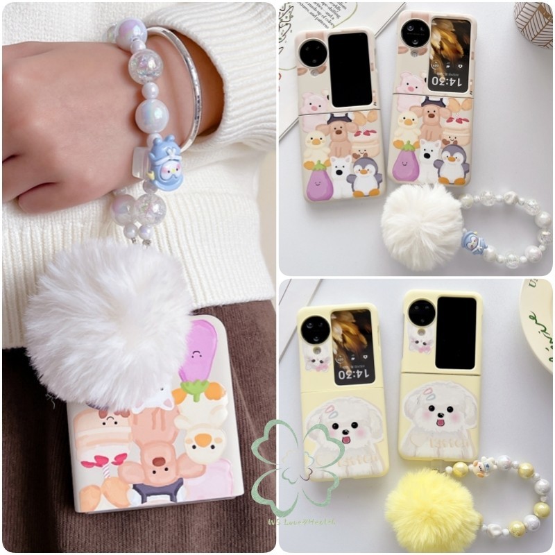 เคสโทรศัพท์มือถือ แบบแข็ง ป้องกันกระแทก ลายการ์ตูนน่ารัก พร้อมสายคล้องข้อมือ สําหรับ OPPO Find N3 N2