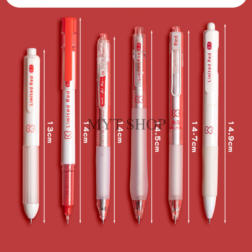 ปากกาเจล 0.5 มม. หมึกสีแดง ยกเซ็ต 1 กล่อง 6แท่ง แห้งเร็ว ขนาดใหญ่ ทนต่อการสึกหรอ สําหรับนักเรียน