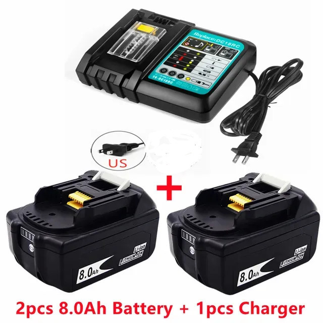 Makita 18v 8000mAh แบตเตอรี่ลิเธียมไอออน 18v 8Ah พร้อมที่ชาร์จ DC18RC 3A