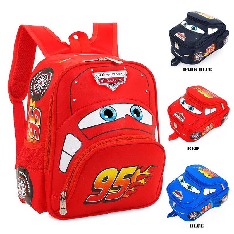 Disney Pixar Lightning McQueen กระเป๋าเป้สะพายหลัง กระเป๋านักเรียน รูปรถยนต์ 3 มิติ สําหรับเด็กอนุบา