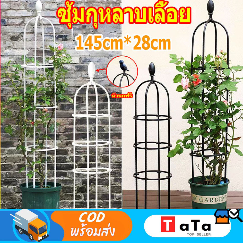 145cm*28cm ซุ้มกุหลาบ ซุ้มกุหลาบเลื้อย โครงกุหลาบเลื้อย ซุ้มไม้เลื้อย เหล็กแข็งแรง ท่อเหล็กเคลือบ PE กันสนิม กระถางต้นไม