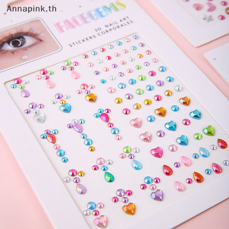 Annapink.th Face Gems Tattoo Eye Jewels Festival Body Crystal Make Up Sticker Pearls EN - รูปที่ 3