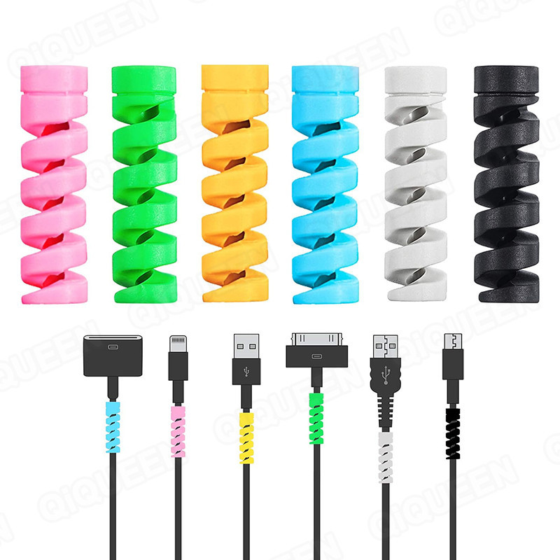 เกลียวถนอมสายชาร์จ USB อุปกรณ์เสริมสําหรับโทรศัพท์มือถือ 2 ชิ้น