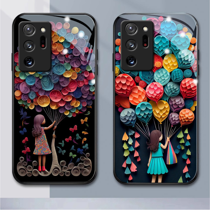 Zzdiy เคสกระจก ลายลูกโป่ง กันน้ํา กันฝุ่น สําหรับ samsungnote9 8 20 10 j7 f62 f23 f12 f02s a8 + m04 