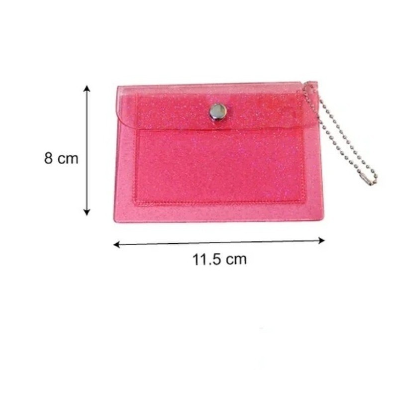 Sfse- กดกระเป๋าใส่เหรียญปุ่ม - อเนกประสงค์ - กระเป๋าเก็บกลิตเตอร์ - Pvc - แบบพกพา - กันน้ํา - ที่ใส่บัตรเครดิต ID - Mini - กระเป๋าจัดระเบียบแบบใส