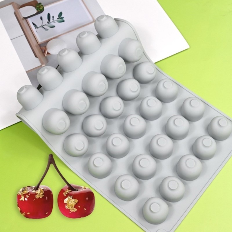 Aoto แม่พิมพ์เค้กมูสรูปเชอร์รี่ขนาดเล็กช็อกโกแลต Moulds อุปกรณ์อบขนมแม่พิมพ์ขนม