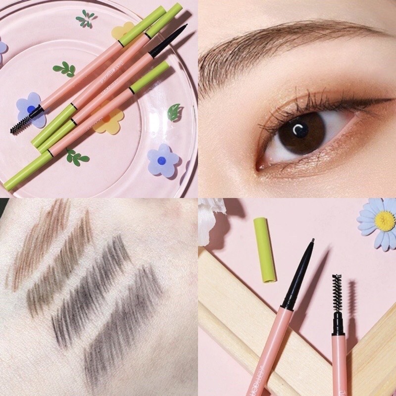 W-02 ดินสอเขียนคิ้ว WODWOD 1.0mm 2 in 1 มีเเปลงปัดขนคิ้วในตัว ชนิดออโต้ เส้นเล็ก กันน้ำ กันเหงื่อ
