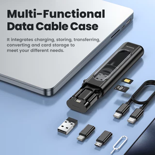 Toocki เคสชาร์จ 5-in-1 สายเคเบิล USB C ถึง USB C ความเร็วสูง 60 วัตต์ และพินสำหรับเสียบการ์ดข้อมูล Micro Type C 1OS