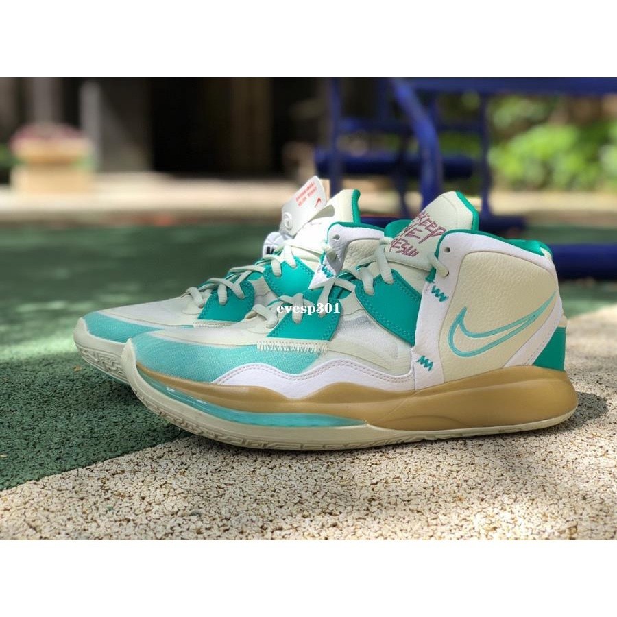 NK Kyrie 8 Infinity EP Irving 8 รองเท้าบาสเก็ตบอลการต่อสู้จริงสีเบจสีเขียวผู้ชาย 9134-002