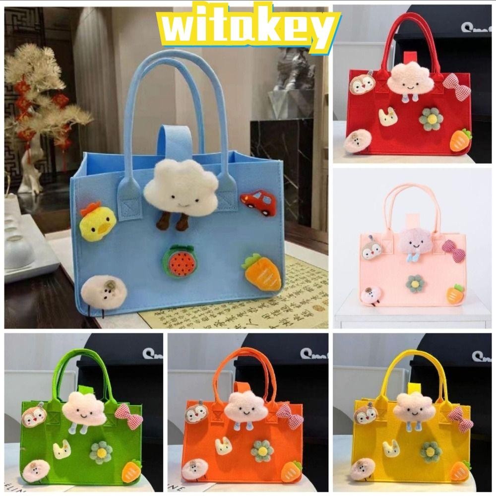 Witakey กระเป๋าถือ ผ้าสักหลาด หูหิ้ว ลายการ์ตูน แบบพกพา สําหรับใส่ของขวัญเด็ก