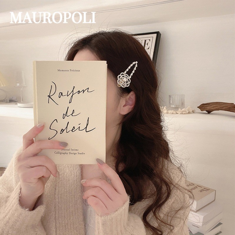 Mauropoli [คลังสินค้าพร้อม] คลิปข้างดอกกุหลาบหรูหรากิ๊บติดผมหน้าม้าเข้ากันทั้งหมดกิ๊บติดผมหักคลิปแบนกิ๊บมุกปากเป็ดคลิปด้านข้างเครื่องประดับผม - รูปที่ 3