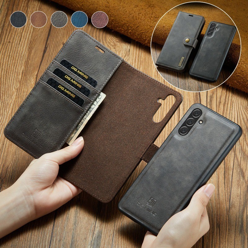 เคสโทรศัพท์มือถือหนัง ถอดออกได้ พร้อมช่องใส่บัตร สําหรับ Samsung Galaxy S21 S23 FE S24 S22 Ultra Plus A54 A53 A34 A14 - รูปที่ 3