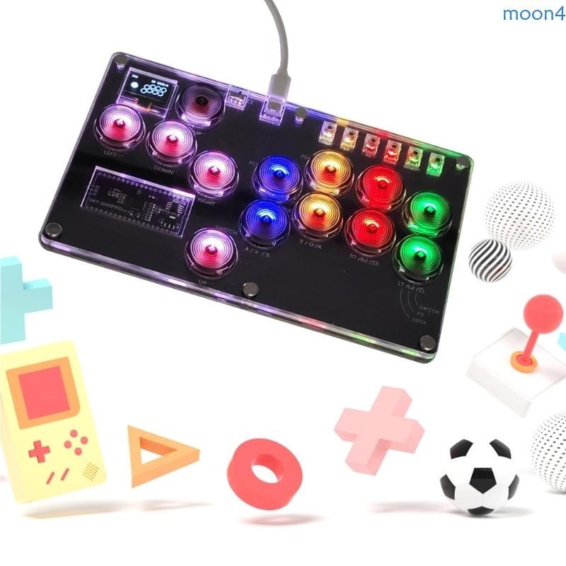 Moon4 Fightingbox Mini HitBox Arcade Fight Stick Controller SOCD LED Gamepad คีย์บอร์ด