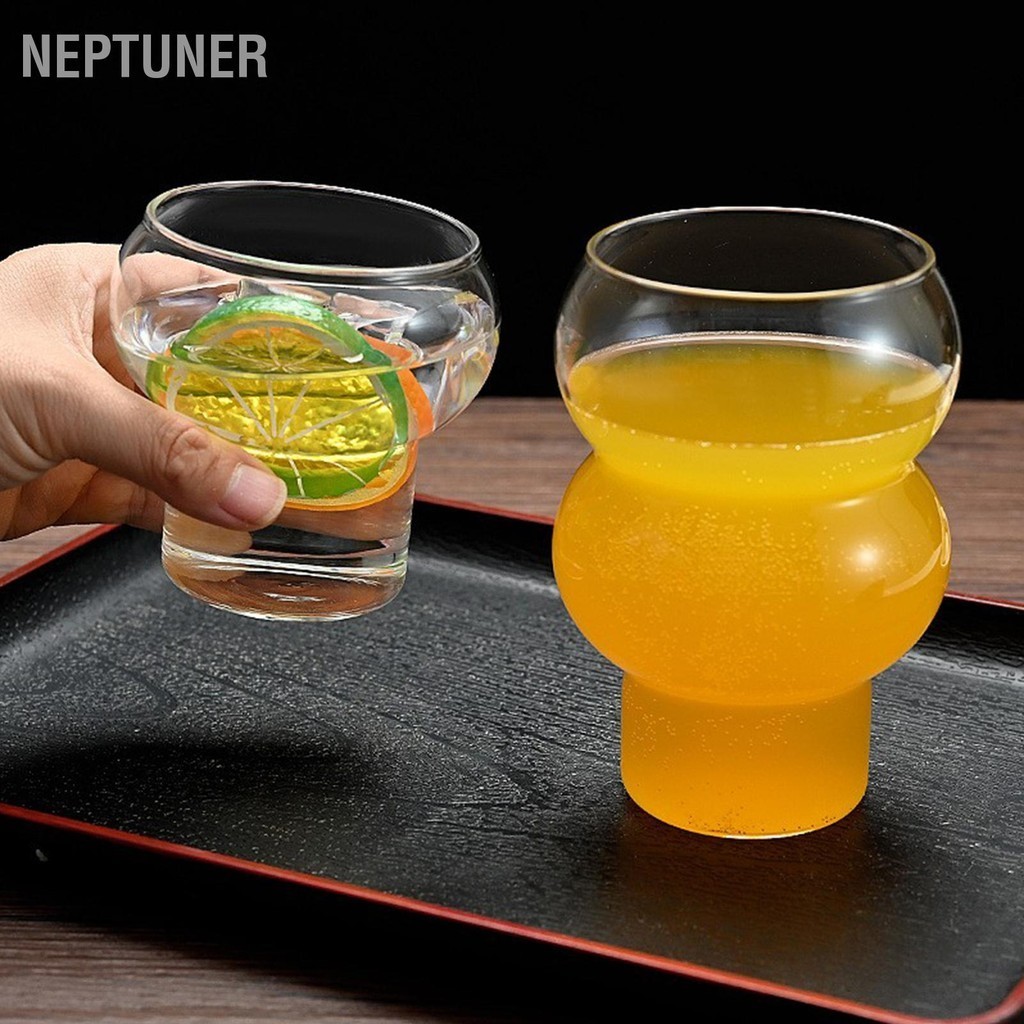 NEPTUNER (300มิลลิลิตร+ 500มิลลิลิตร) 2ชิ้นน้ำเต้าแก้วรูปถ้วยน้ำโซดาเครื่องดื่มถ้วยน้ำแข็งสไตล์ถ้วยกาแฟ