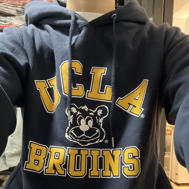 ใหม่ เสื้อกันหนาว มีฮู้ด พิมพ์ลายหมีมหาวิทยาลัย กระโหลก UCLA สไตล์เรโทร อเมริกัน สําหรับคู่รัก