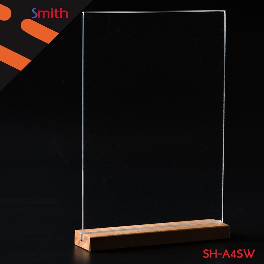 Ghouse Online SMITH ป้ายอะคริลิคฐานไม้ A4 แนวตั้ง SH-A4SW ขนาด 21x30.1cm สินค้าขายดี!