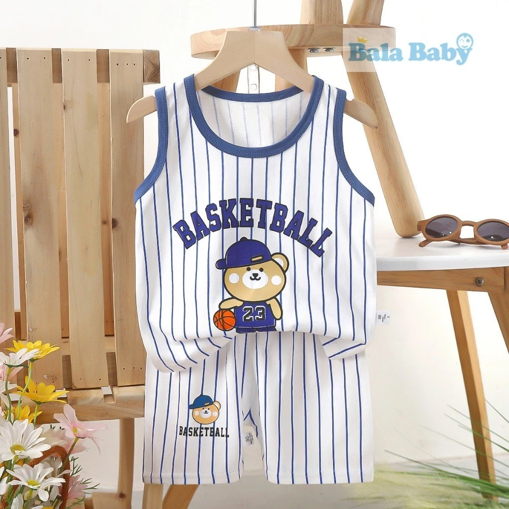 ชุดเด็ก เสื้อกร้าม+กางเกงขาสั้น เสื้อแขนกุด ผ้าcotton Size 80-110 cm BXT14 thumbnail 5