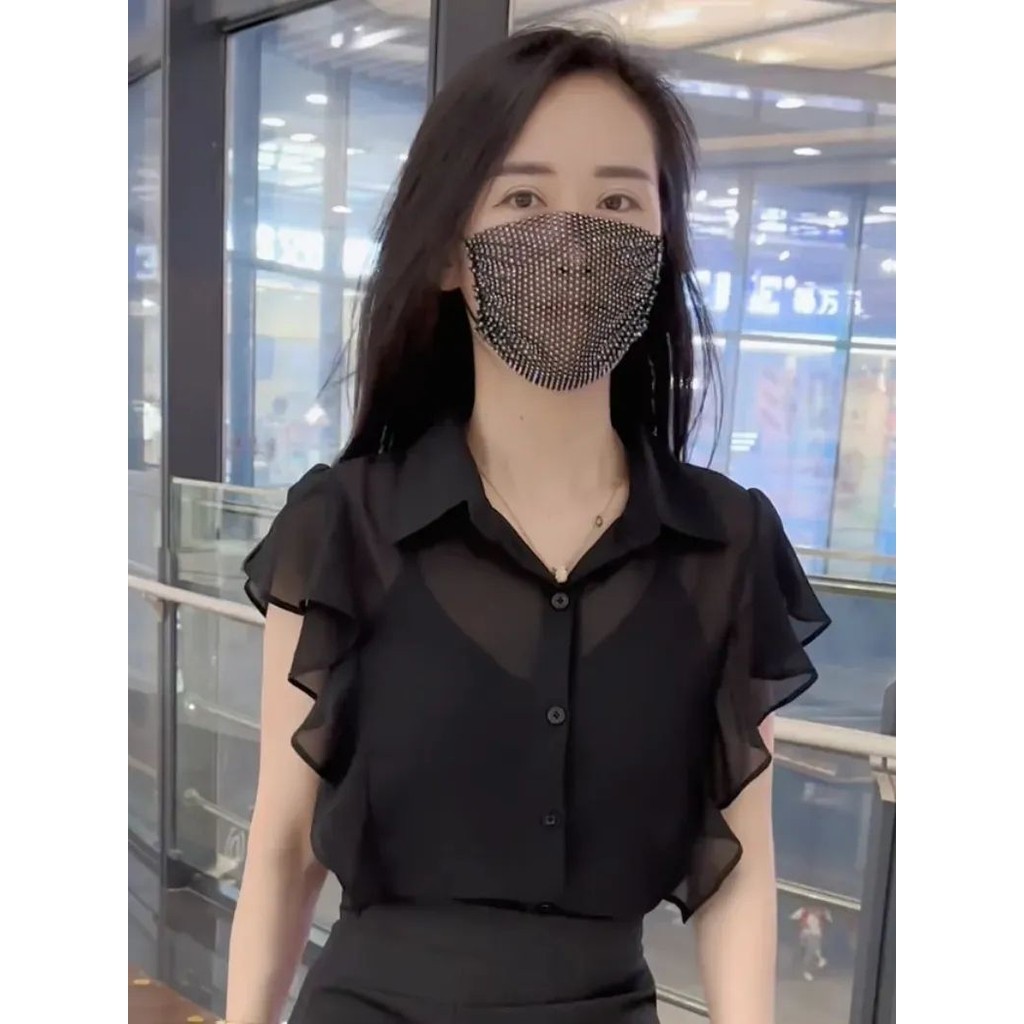 เสื้อโปโล คอปก แขนทรงปีกค้างคาว สไตล์ฝรั่งเศส แฟชั่นฤดูร้อน สําหรับผู้หญิง 2024
