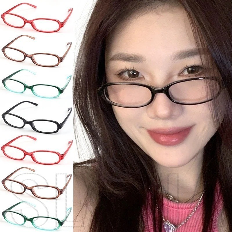 แว่นตาวินเทจ เท่ - กรอบสี่เหลี่ยมเล็ก - แว่นตาป้องกันดวงตา - ไล่ระดับสี - ป้องกันแสงสีฟ้า, แสงแบน - แว่นตาตกแต่ง - แว่นตาแคบรูปไข่