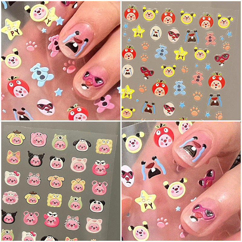 สติกเกอร์ติดเล็บ ลาย Capibara Loopy น่ารัก สีแคนดี้ แบบสร้างสรรค์ แฟชั่นสําหรับตกแต่งเล็บ เหมาะกับเพื่อนสาว
