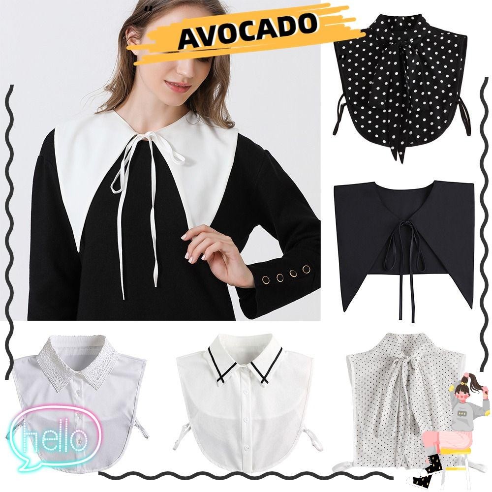 Avocarr เสื้อเชิ้ต คอปกปลอม ผ้าชีฟอง ผ้าฝ้าย ถอดออกได้ สําหรับผู้หญิง