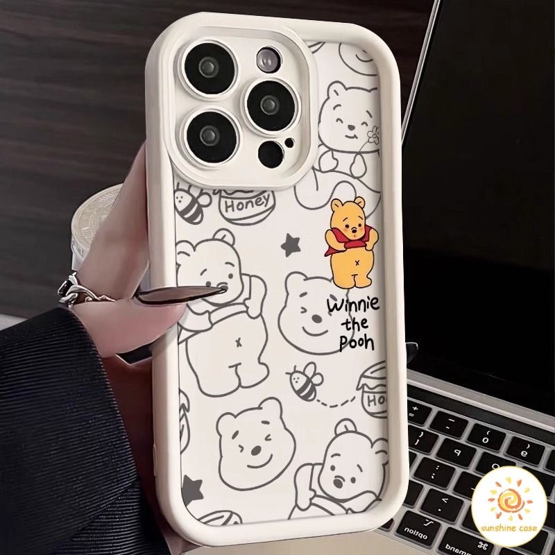เคสโทรศัพท์มือถือ TPU ลายการ์ตูน หมีน้ำผึ้ง น่ารักทุกด้าน สำหรับไอโฟน11 For iPhone12 13 14 15Pro MAX X XS XR XS 7 8Plus