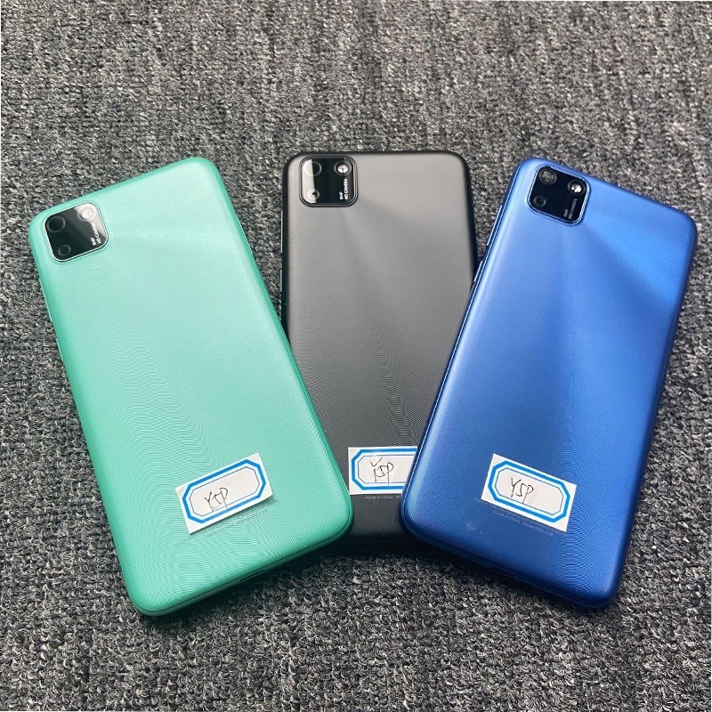 5.45 "; 2020 สําหรับ Huawei Y5P ฝาหลังแบตเตอรี่กระจกด้านหลังประตูกรณีเลนส์กล้องปุ่มด้านข้าง Y5 P DRA