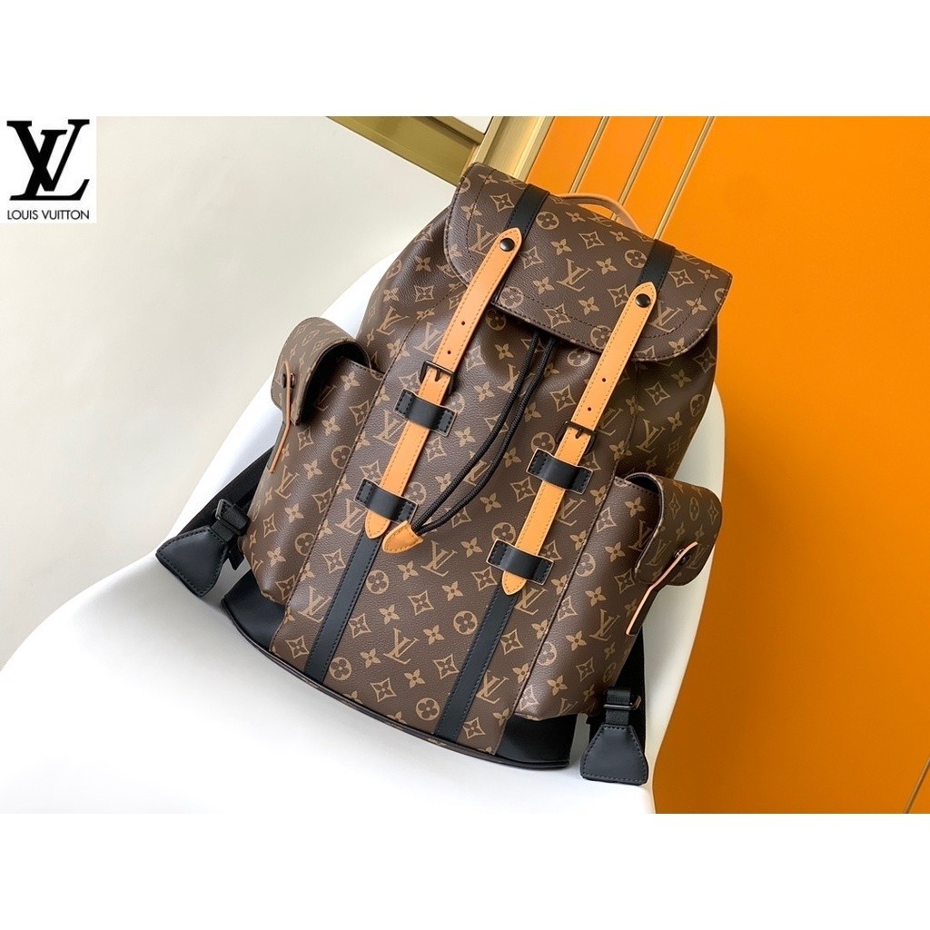 หลุยส์วิตตอง Louis Vuitton lv กระเป๋าถือ m43735 สีเหลืองหนัง christopher ขนาดกลางกระเป๋าสะพายคู่ตู้โชว์กระเป๋าแข็งแรงกระ