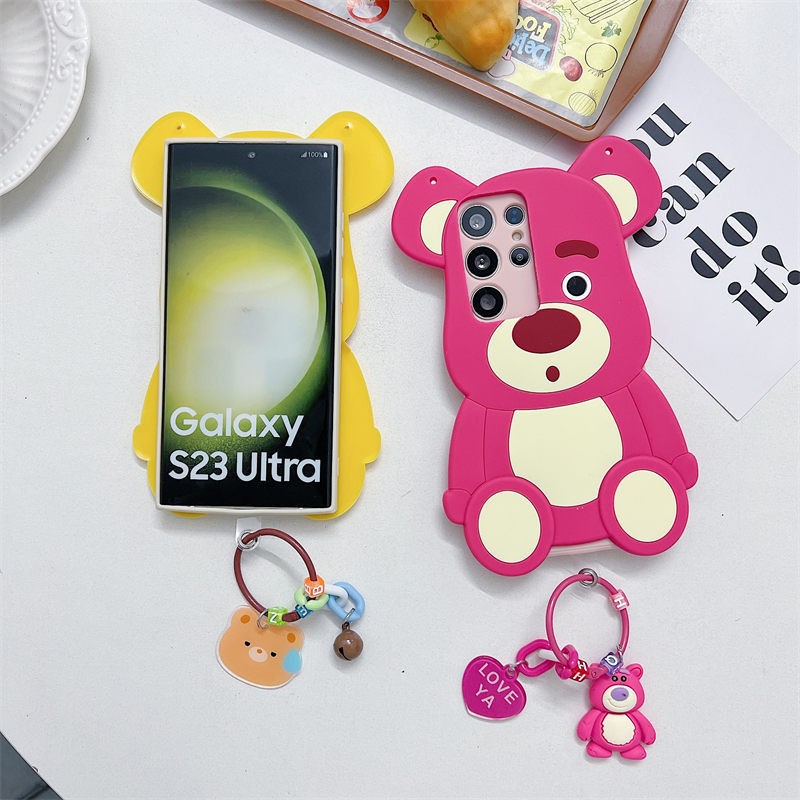 3D กันกระแทก สําหรับ Samsung Galaxy A10S A20S A30S A50S A10 A20 A30 A50 A7 2018 J4+ J6+ J4 J6 plus เคสมือถือ Soft TPU Case เคสป้องกัน Cute Cartoon Winnie Pooh Strawberry Bear เปลือกซิลิคอน เปลือกกันกระแทก มีเชือกแขวน