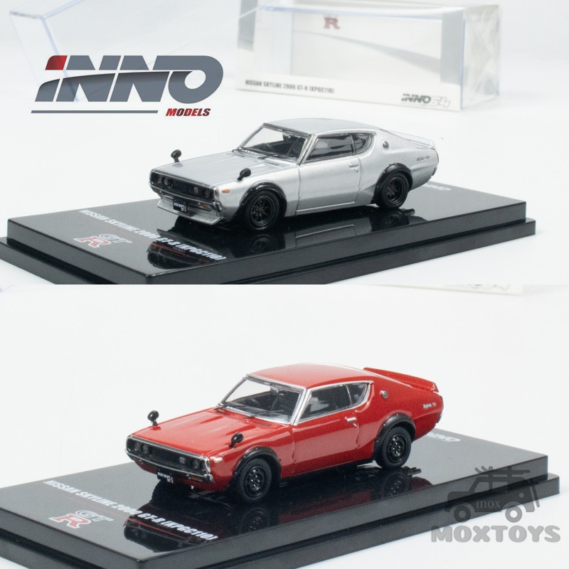 Inno โมเดลรถยนต์ 1:64 SKYLINE 2000 GT-R (KPGC110) สีเงิน สีแดง