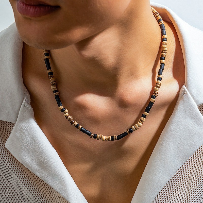 Boho ชาติพันธุ ์ มะพร ้ าวลูกปัด Surfer สร ้ อยคอผู ้ ชายเครื ่ องประดับ Minimalist ไม ้ Choker สร ้ อยคอของขวัญ
