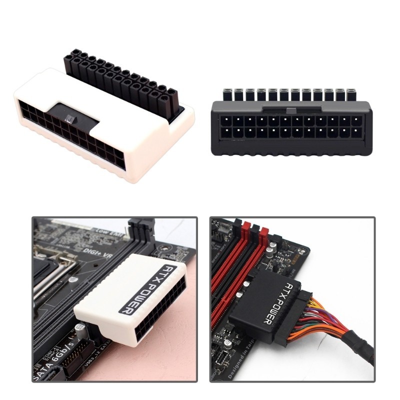 Doublebuy Desktops 24Pin Female to 24pin Male Bend Adapter ปรับปรุงการจัดการสายเคเบิล