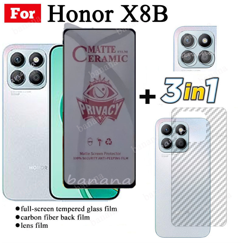 3 IN 1 Huawei Honor X8b ฟิล์มเซรามิค ป้องกันการแอบมอง เพื่อความเป็นส่วนตัว สําหรับ Honor X8b X 8B X8