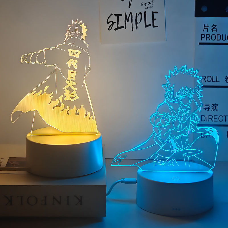 Naruto Sasuke Kakashi 3D Night Light อุปกรณ์ต่อพ่วงเดสก์ท็อปสําหรับชาย 3D Night Light รูปของขวัญวันเ