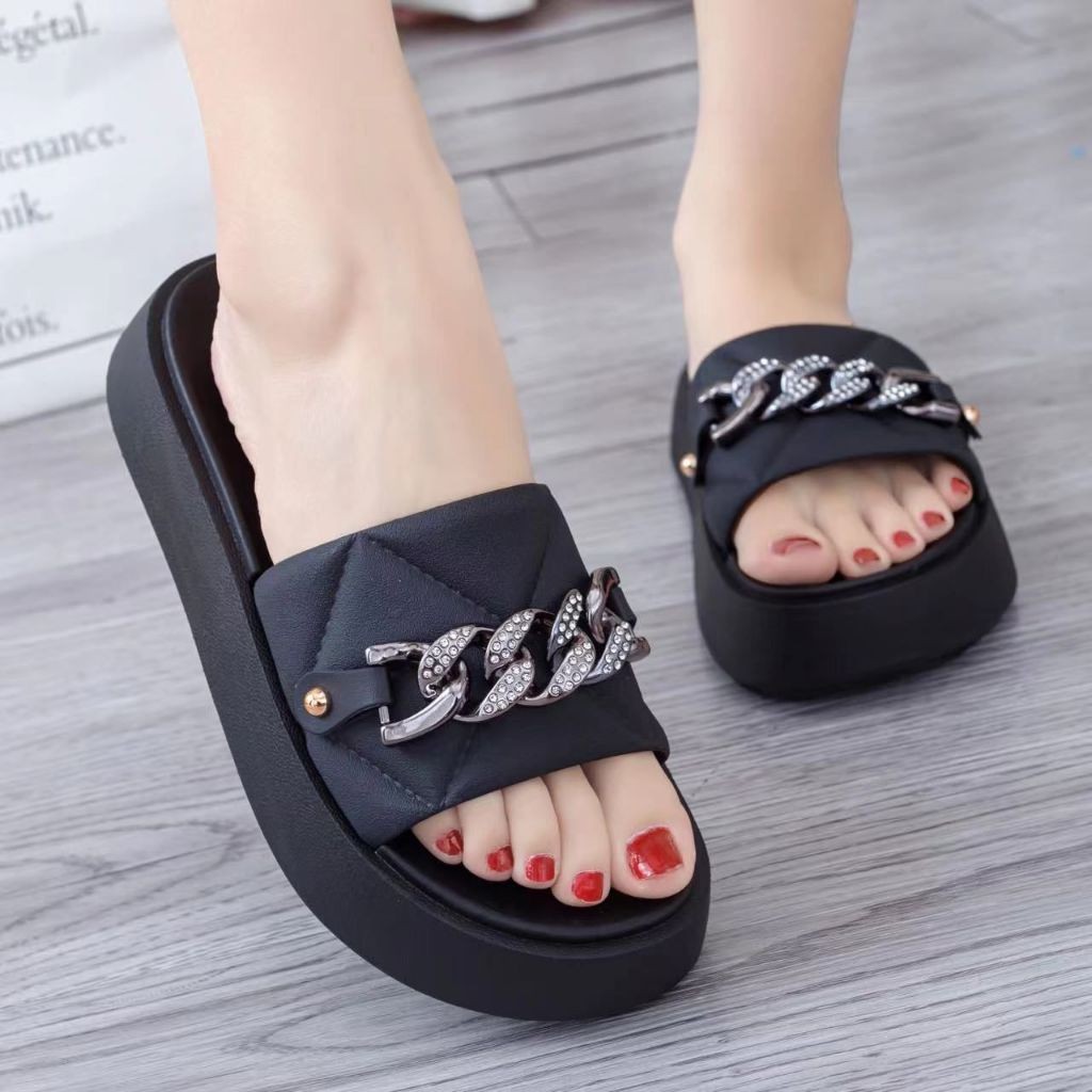 11.11 PUNCAK RUMAH168 SF48 รองเท้าแตะส้นเตารีดยางเจลลี่สําหรับผู้หญิง, รองเท้าแตะลําลองสําหรับเด็กผู