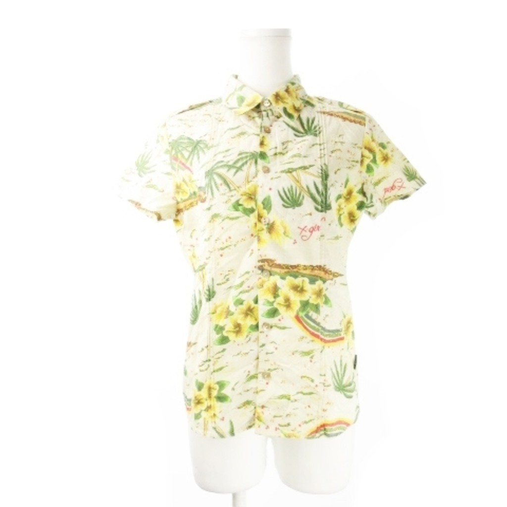 X Girl Regular Short Sleeve Epaulette Resort Floral Pattern 2 Yellow Direct from Japan Secondhand