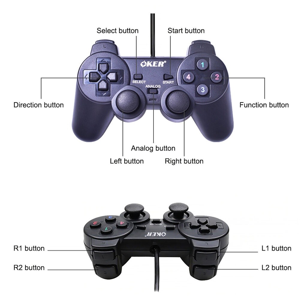 OKER U-706 BLACK JOYSTICK USB จอยเกมส์ PC เดี่ยวสั่น รับประกันศูนย์ไทย 1ปี