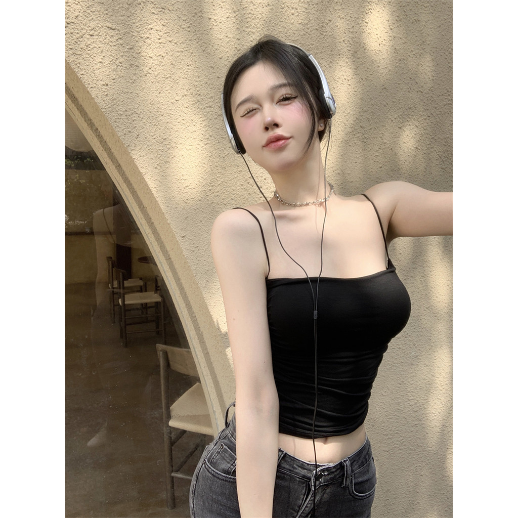 Evelynสายเดี่ยว มีฟองน้ำ สีพื้น เข้ารูป เสื้อกล้ามผู้หญิง รูปที่ 3
