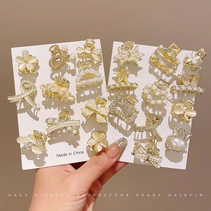 ตัวหนีบผมมุกระดับไฮเอนด์เกาหลีสําหรับผู้หญิงที่มีผมครึ่งผูกฉลามที่สวยหรูคลิป