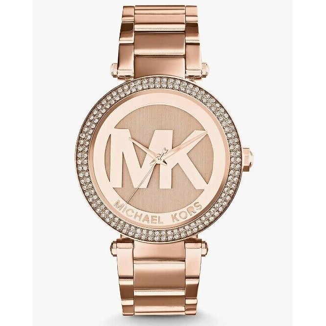 MICHAEL KORS MK5865 Parker All Rose Gold Tone 39mm MK Logo Dial Ladies Watch