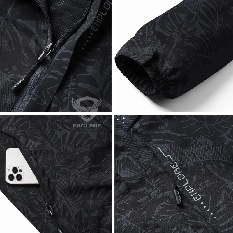 OWLLADE เสื้อแจ็คเก็ตขี่มอเตอร์ไซค์ Bomber Rider กันฝน Windbreaker สําหรับผู้ชาย สีดํา 6288 D04 2T - รูปที่ 6