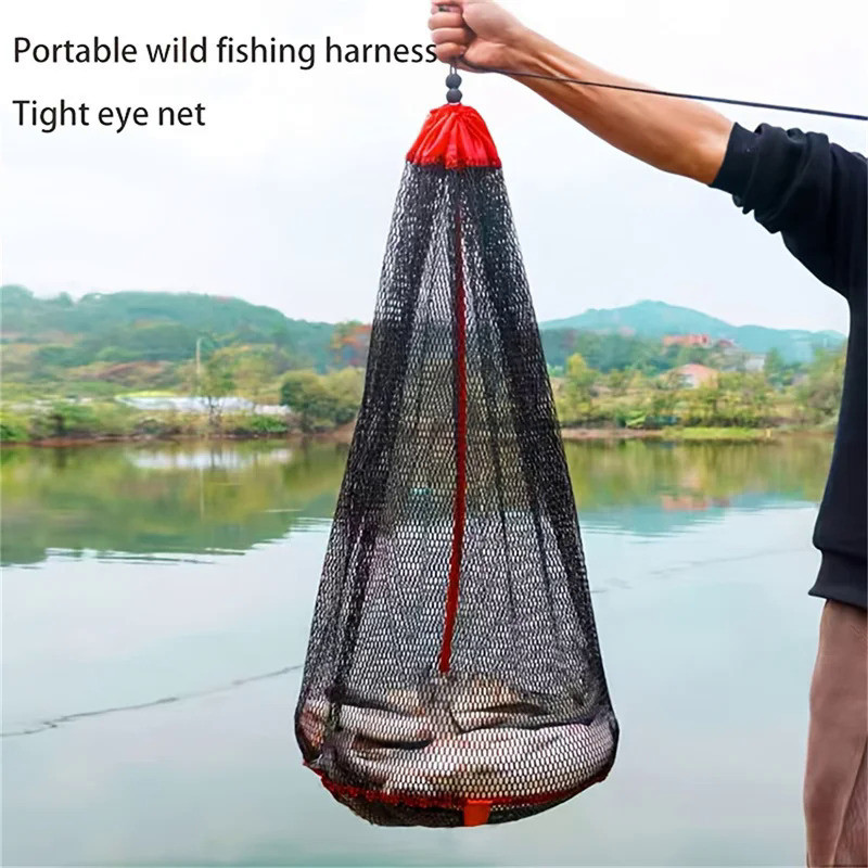 Outdoor Drawstring Live Fish Net Fish Protection Kit Net Pocket Fish Bag Invisible Fishing Net Bag D
